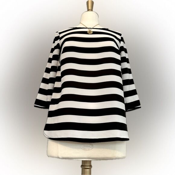 Timeless! Ann Taylor Petite black & white striped top! - Picture 3 of 8